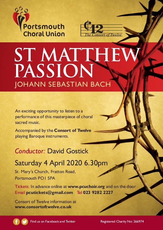 PCU & Consort of 12 perform Bach's St Matthew Passion